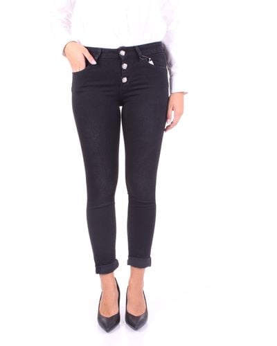 Liu Jo Jeans Donna Nero Jeans Skinny con bottoniera da Donna Neri a Vita Alta Autunno Inverno 2022/23 96% Cotone 4% Elastan UF2054D4614 - Blu