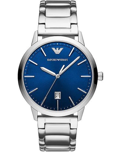 Emporio Armani Analog Quartz Uhr mit Stainless Steel Armband AR11311 - Blau