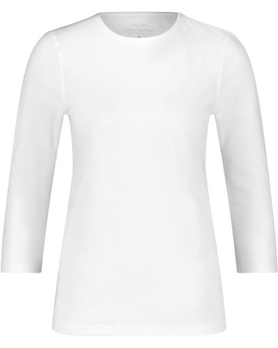 Gerry Weber 3/4 Arm Shirt mit satinierter Ausschnittblende 3/4 Arm unifarben weiß/weiß 46