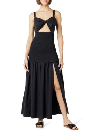 The Drop Convertible Strapless Smocked Waist Maxi Dress - Black