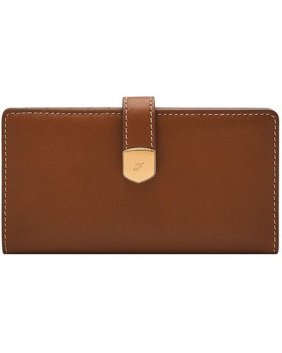 Fossil Lennox Leather Tab Clutch Wallet - Brown