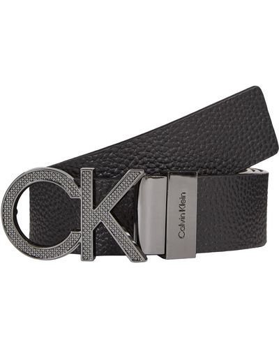 Calvin Klein Gürtel Adj Ck Pique Metal 35mm Ledergürtel - Schwarz