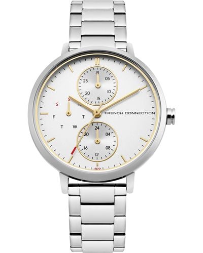 French Connection S Analogue Classic Quartz Watch With Stainless Steel Strap Fc1323sm - Metallic