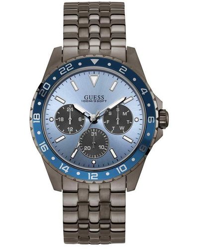 Guess 44mm Grey Steel Bracelet & Case Quartz Blue Dial Analog Watch W1107G5 - Multicolore