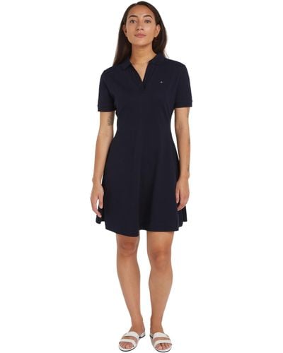 Tommy Hilfiger F&f Open Plckt Lycll Polo DRS SS Robes - Noir