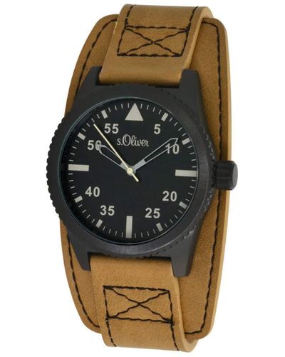 S.oliver Armbanduhr Analog Quarz Leder SO-15151-LQR - Mehrfarbig