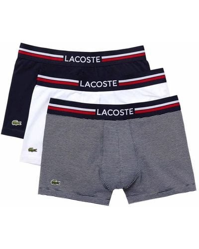 Lacoste 3 Pack Cotton Stretch Trunks Black Charcoal Grey Crocs - Grigio