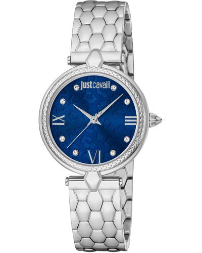 Just Cavalli Analog Quarz Uhr mit Edelstahl Armband JC1L254M0045 - Blau