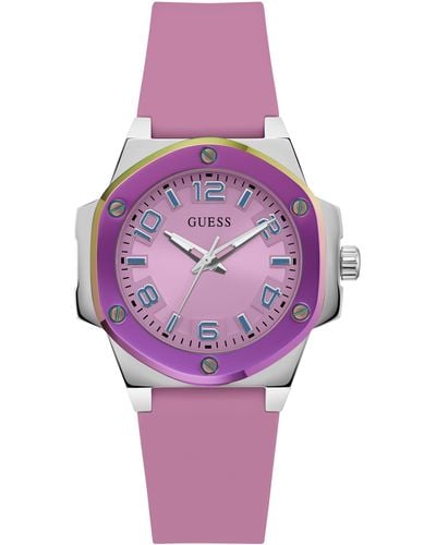 Guess Pink Strap Pink Dial Two-tone - Purple