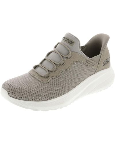Skechers Bobs Sport Squad Chaos Slip-ins Taupe Low Top Trainer Shoes 11 - Grey