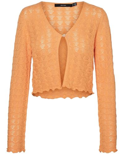 Vero Moda Vmlollie LS Flare Sleeve V-Collo Cardigan Maglione - Arancione