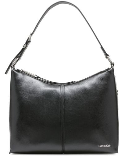 Calvin Klein Max Top Zip Hobo Shoulder Bag - Black