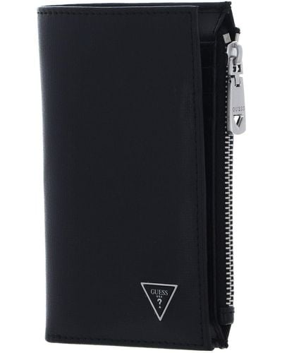 Guess Certosa Saffiano Vertical Billfold With Coin Pocket Black - Nero
