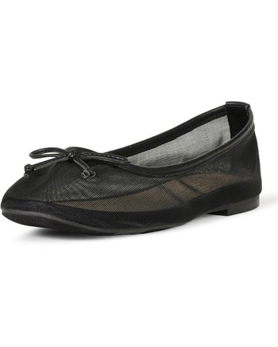 The Drop Pepper Ballet Flat With Bow Sandals - Black