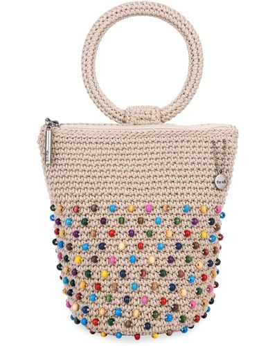 The Sak Ayla Ring Handle Pouch In Crochet - White