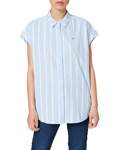 Tommy Hilfiger TJW Relaxed Stripe Shirt SS Camicia - Blu