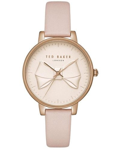 Ted Baker Analog Quarz Uhr mit Leder Armband TEC0185001 - Mehrfarbig