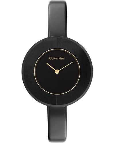 Calvin Klein Quartz Ionic Plated Black Steel And Bangle Bracelet Watch