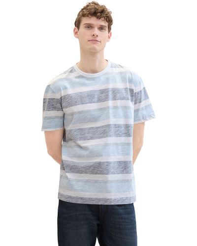 Tom Tailor Basic T-Shirt mit Streifen - Blau