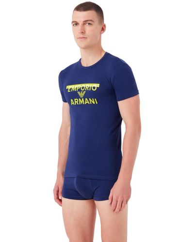 Emporio Armani T-shirt+trunk Megalogo Underwear - Blau