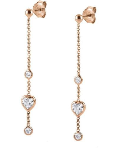 Nomination Earrings Bella Collection In 925 Sterling Silver And Cubic Zirconia. Rose Gold Finish. Heart - Metallic