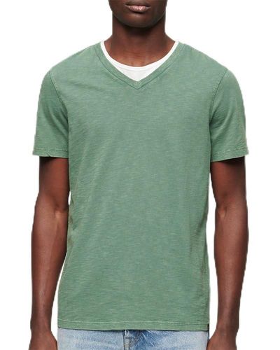 Superdry Slub Short Sleeve V Neck T-shirt S Green
