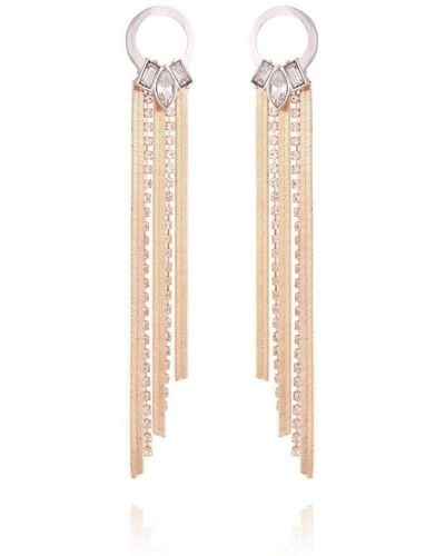 Guess Linear Drop Dangle Earrings With Stones Two Tone - Multicolor