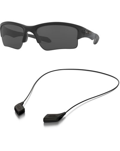 Oakley Sunglasses Bundle: Oo 9200 920006 Quarter Jacket Matte Black Gre Accessory Shiny Black Leash Kit - Metallic