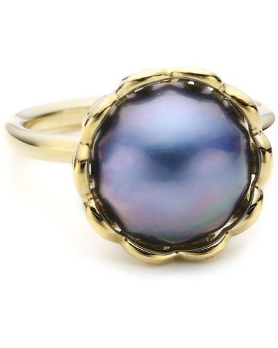 PANDORA Ring Gold Blauer Perle Gr. 54