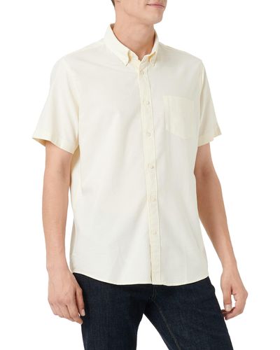 FIND Amazon-Marke: Kurzärmeliges Oxford-Hemd - Weiß