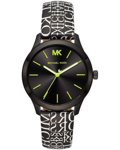 Michael Kors Analog Quarz Uhr mit Leder Armband MK2847 - Schwarz