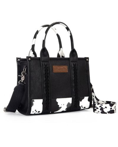 Wrangler Tote Bag For Crossbody Satchel Purse Leather Top Handle Handbags Shoulder Bag With Adjustable Strap - Black