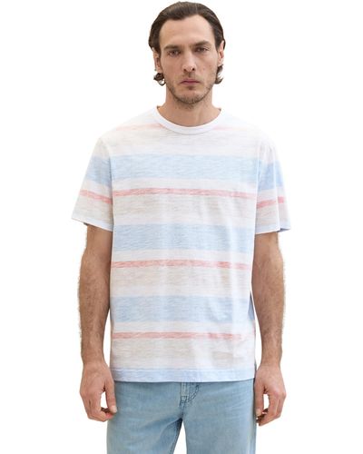 Tom Tailor Basic T-Shirt mit Streifen - Weiß