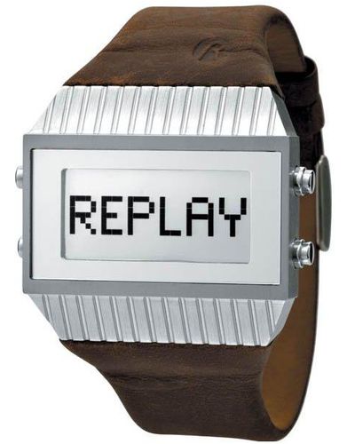 Replay Montre - Quartz Digitale - Multifonctions - Bracelet Cuir - Noir