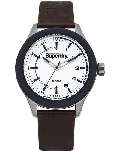Superdry Analog Quarz Uhr mit Leder Armband SYG231BR - Mehrfarbig