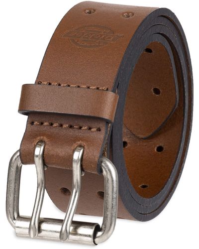 Dickies Leather Double Prong Belt - Brown