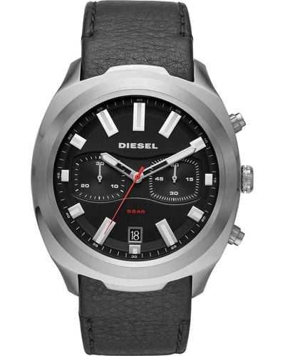 DIESEL S Chronograph Quartz Watch With Leather Strap Dz4499 - Grey