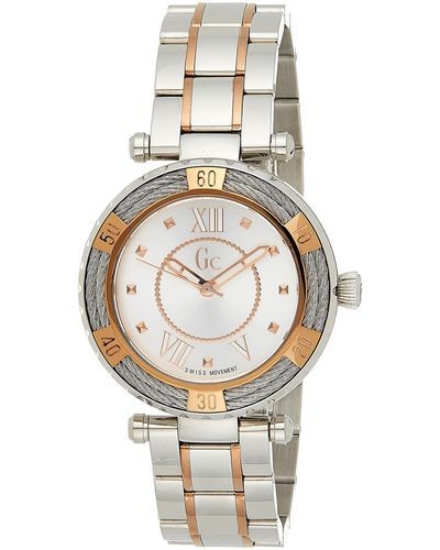 Guess Gc Ladydiver Cable S Two Tone Stainless Steel Bracelet Y41003l1 - Multicolour