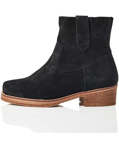 FIND Pull On Leather Cowboy Boots - Black