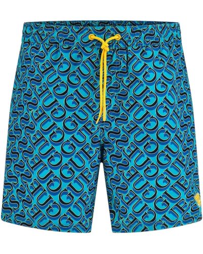 Guess Beachwear Costume da Bagno Uomo Pantaloncino F3GT05 TEL62 P73T Blu