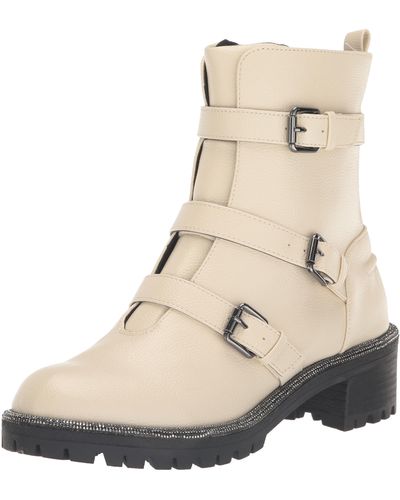 Kenneth Cole Tate Biker Jewel Lug Sole Booties - Natural