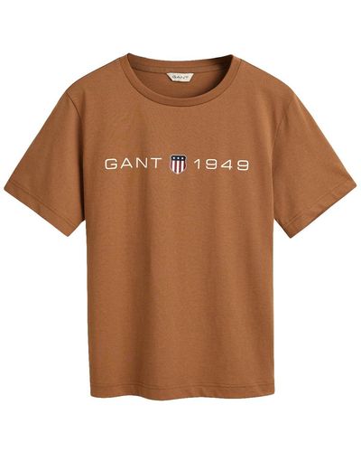 GANT REG Printed Graphic T-Shirt - Braun