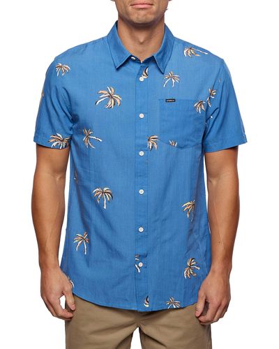 O'neill Sportswear S Tropo Palms Short Sleeve Button Up Shirt - Blue