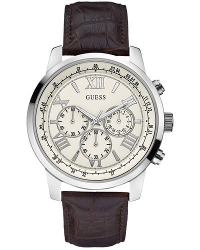 Guess Analogue Quartz Watch With Leather Strap – - Multicolour