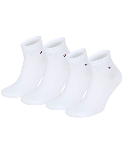 Tommy Hilfiger Flag Men's Casual Business Quarter Socks Pack Of 4 - White