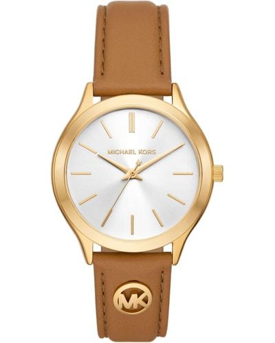 Michael Kors Ladiesleathers Mk7465 Wristwatch For Women - Metallic