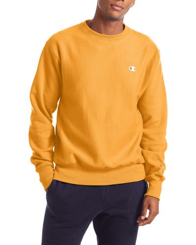 Champion Reverse Weave Sweatshirt,c Gold/left Chest "c" Logo,small - Yellow