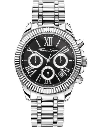 Thomas Sabo Watch Divine Chrono With Dial In Black Silver-coloured Stainless Steel