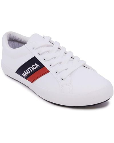 Nautica Lace-Up Fashion Sneaker Casual Shoes-Thana-White/Navy-9 - Blanc