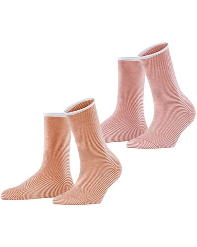 Esprit Socken Allover Stripe 2-Pack W SO Baumwolle gemustert 2 Paar - Pink
